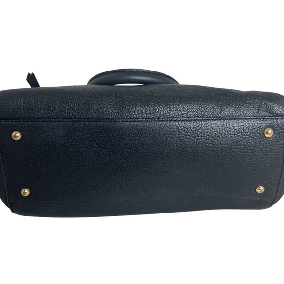 RLL Black Leather Satchel Bag With Gold Hardware & Detachable Strap - Picture 6 of 14